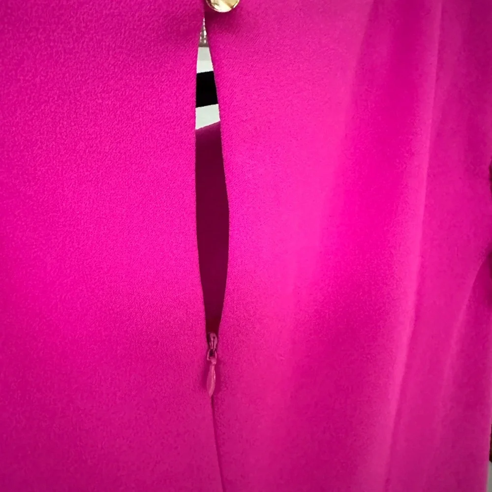 Perceptions Fuchsia Ruffle-Sleeve Shift Dress